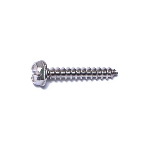 Midwest Fastener Sheet Metal Screw, #10 x 1-1/4 in, 18-8 Stainless Steel Flange Hex Head Slotted Drive, 100 PK 08181 - main